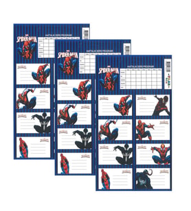 Okul Etiketi Erkek Örümcek Adam Spider-Man 8 li 3 Yaprak Ders Programlı 1 Paket (Çok Renkli)