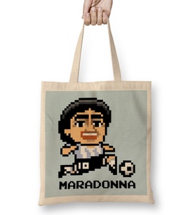 Diego Maradonna Pixel Character Bez Çanta Uzun Saplı