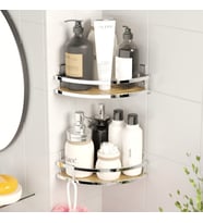 TEKNOTEL YAPIŞKANLI KANCALI 2 ADET BANYO KÖŞE RAFI KROM ST273H