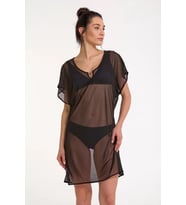 LYYN Argento 2095-3001 Kadın Aksesuarlı Kısa Kaftan (Siyah)