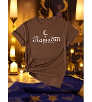 Beyaz Ramadan Kareem Baskılı Tasarım Tshirt (Kahverengi)
