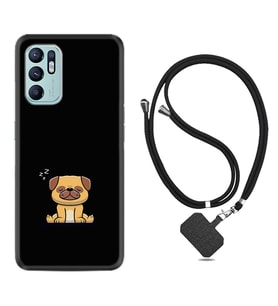 Oppo Reno 6 Kılıf Resimli Boyun Askılı İpli Desenli Silikon Series Uyuyan Köpek 1875