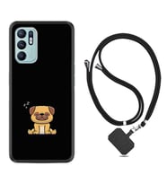 Oppo Reno 6 Kılıf Resimli Boyun Askılı İpli Desenli Silikon Series Uyuyan Köpek 1875