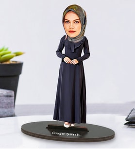 Kişiye Özel Fotoğraflı Tesettür Anne Tasarımlı Karikatür Biblo