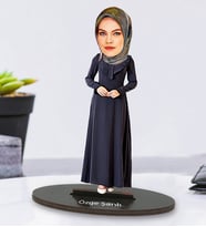 Kişiye Özel Fotoğraflı Tesettür Anne Tasarımlı Karikatür Biblo