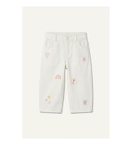 Defacto Baggy Fit İşlemeli Beyaz Kız Bebek Pantolon H9302A5/ER105