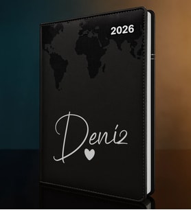 BK Gift Kişiye Özel İsimli Termo Sert Kapak 2026 Siyah Ajanda -13, Öğretmenler Günü Hediyesi, Yeni İş Hediyesi