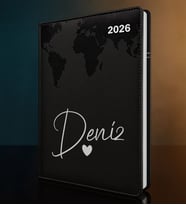 BK Gift Kişiye Özel İsimli Termo Sert Kapak 2026 Siyah Ajanda -13, Öğretmenler Günü Hediyesi, Yeni İş Hediyesi