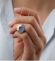 925 Ayar Gümüş Ay Güneş Kolye