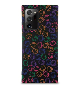 Samsung Galaxy Note 20 Ultra Uyumlu Lansman Kılıf Hello Kitty Tasarımlı İçi Kadife Kapak-Siyah (Şeffaf)