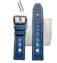 Tissot  &   Fossil  Uyumlu   Crayz   Hakiki   Deri   22  mm  MAVİ