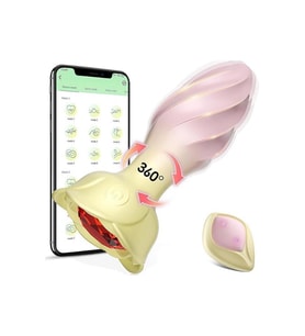 Akıllı Uygulama Kontrollü Çiçek Tasarımlı 360° Döner Vibratör 10 Mod,Su Geçirmez, USB Şarjlı