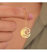 Kişiye Özel 925 Ayar Gümüş Minimal Dalga Kolye (Gold)