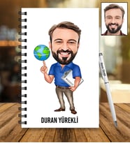 Kişiye Özel Öğretmen Tasarımlı Karikatür Ahşap Defter Ve Kalem Seti 52