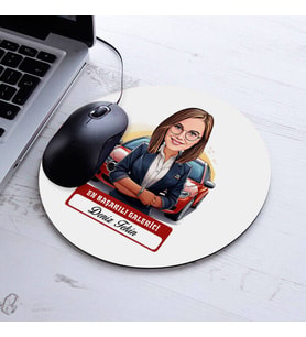 Kişiye Özel Hediye Karikatürlü En Başarılı Kadın Oto Galerici Mousepad