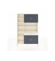 Arges Dolap 10 Raflı Tek Çekmeceli 4 Kapaklı 132x30x195 Aytaşı-Antrasit/Aytaşı