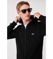 Lacoste Men's Classic Fit Full Zip Hoodie Sweatshirt Erkek Ayarlanabilir Kapüşonlu Organik Pamuk Sweatshirt Siyah