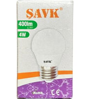 Şavk 4W (40W) 6500K (Beyaz Işık) E27 Duylu Led Top Ampul