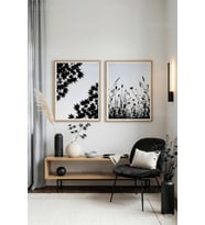 Minimalist Siyah Beyaz Bitki Siluetleri 2’li Ahşap Çerçeveli Tablo Seti