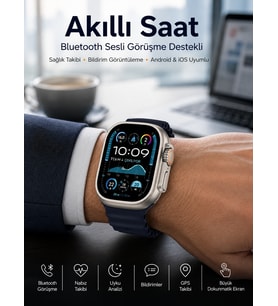Akıllı Saat Sesli Görüşme Titreşimli GPS Bağlantısı Müzik Dinleme Sosyal Medya Bildirimleri Yeni Nesil