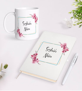 BK Gift Kişiye Özel İsimli Beyaz Defter Kalem Kupa Seti-2