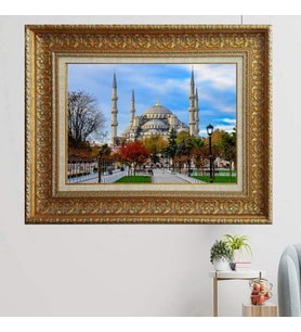 Gold Altın Kalın Çerçeveli Paspartulu Tablo vvb996
