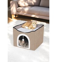 Sevimli Katlanır Taşınabilir Çok Fonksiyonlu Kapalı Kedi Evi Yatağı KAHVERENGİ