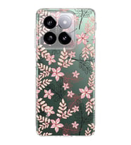 PrintiFy Xiaomi Mi 14 Uyumlu Kamera Korumalı Floral Kırmızı Tasarımlı Şeffaf Silikon Kılıf