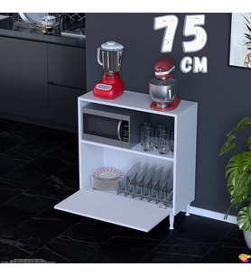 Eliusta Lara 75 cm Çok Amaçlı Mikrodalga Dolabı Alttan Kapaklı Fırınlık Kiler Ekmeklik 75x87x32 cm Beyaz