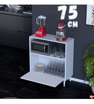 Eliusta Lara 75 cm Çok Amaçlı Mikrodalga Dolabı Alttan Kapaklı Fırınlık Kiler Ekmeklik 75x87x32 cm Beyaz