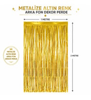 Mey İthalat® Gold Metalize Parti Perdesi 100x200 cm – Kapı ve Arka Fon Perdesi