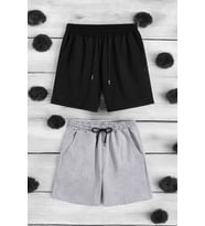 2'li Paket Unisex Pamuklu Rahat Penye Şort (Antrasit)