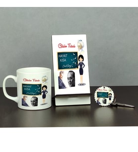 Edebiyat Öğretmeni Üçlü Set (Kupa + Telefon Standı + Anahtarlık) 001