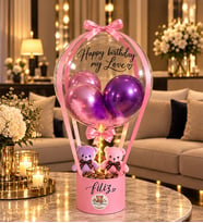 Bearbloom Kişiye Özel Tasarlanabilir Işıklı & Kuş Tüylü Balon Konsept Kutu