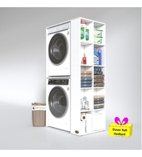 Kenzlife çamaşır-kurutma makinesi dolabı bolodenka byz 180*090*60 banyo arkalıksız + tekli duvar rafı hediyeli (Karışık)