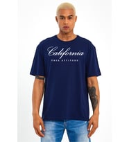 Erkek Bisiklet Yaka El Yazılı Brooklyn Baskılı Tshirt SPR25TS32 (Lacivert)