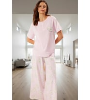 Kadın Çiçekli %100 Pamuklu Rahat Pijama Takımı Özel Tasarım Profesyonel Görünüm Özenle Seçilmiş (Lila)