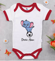 BK Kids Kişiye Özel Futbol Tasarımlı Kırmızı Bebek Body Zıbın-4