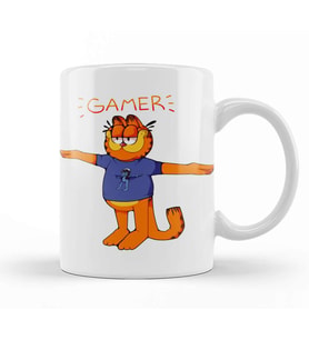 Gamer Garfield Crazy Frog T Pose 01 Kupa Bardak Porselen
