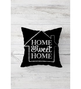 Ev Içinde Home Sweet Home Çift Taraflı Gizli Fermuarlı Yastık Kılıfı Kırlent Koltuk Yastık Kılıfı (Siyah)