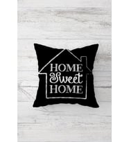 Ev Içinde Home Sweet Home Çift Taraflı Gizli Fermuarlı Yastık Kılıfı Kırlent Koltuk Yastık Kılıfı (Siyah)