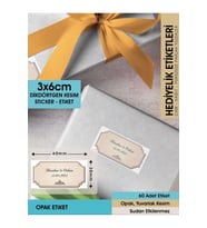 Şekil 2, Kahverengi Zeminli Vintage Etiket - 3x6cm Dikdörtgen Düz Kesim - 60 ADET OPAK STİCKER