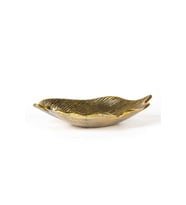 Dekoratif Metal Yaprak Tabak Gold Eskitme 33x6x25 Cm.