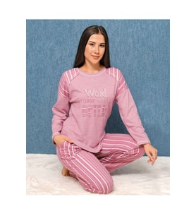 Fransız Kadife Kadın Pijama Takımı 1624-2 (Mor)