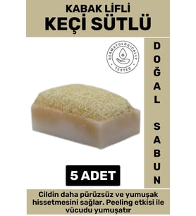 Özel Üretim Masaj Etkili Nemlendirici Kuruluk Giderici Doğal Kabak Lifli Keçi Sütlü Sabun 5 Adet