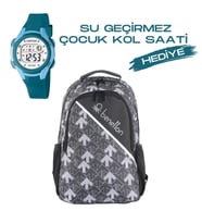 Çocuk Kol Saati Hediyeli Benetton Büyük Kapasiteli Çocuk Okul Çantası B.NT.037039 (Siyah)