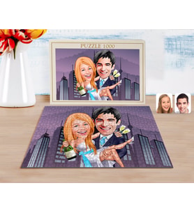BK Gift Kişiye Özel Evleniyoruz Karikatürlü 1000 Parça Profesyonel Puzzle-4