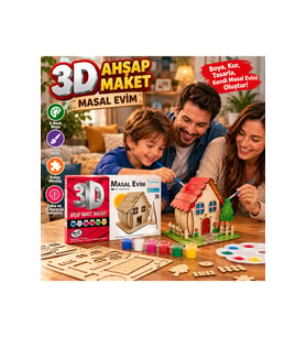 KM5252 3D Market Ahşap Maket Masal Evim Boyama Seti