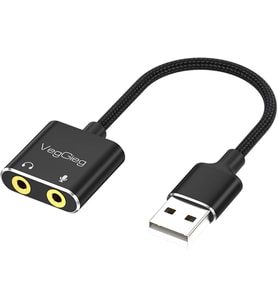 USB Ses Kartı 3.5mm Kulaklık ve Mikrofon Girişli Siyah