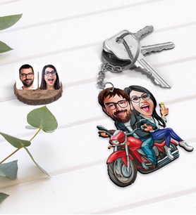 BK Gift Kişiye Özel Sevgililer Karikatürlü Ahşap Anahtarlık-97